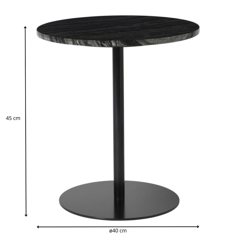 Bijzettafel Kanton marmer - zwart - ø40x45 cm